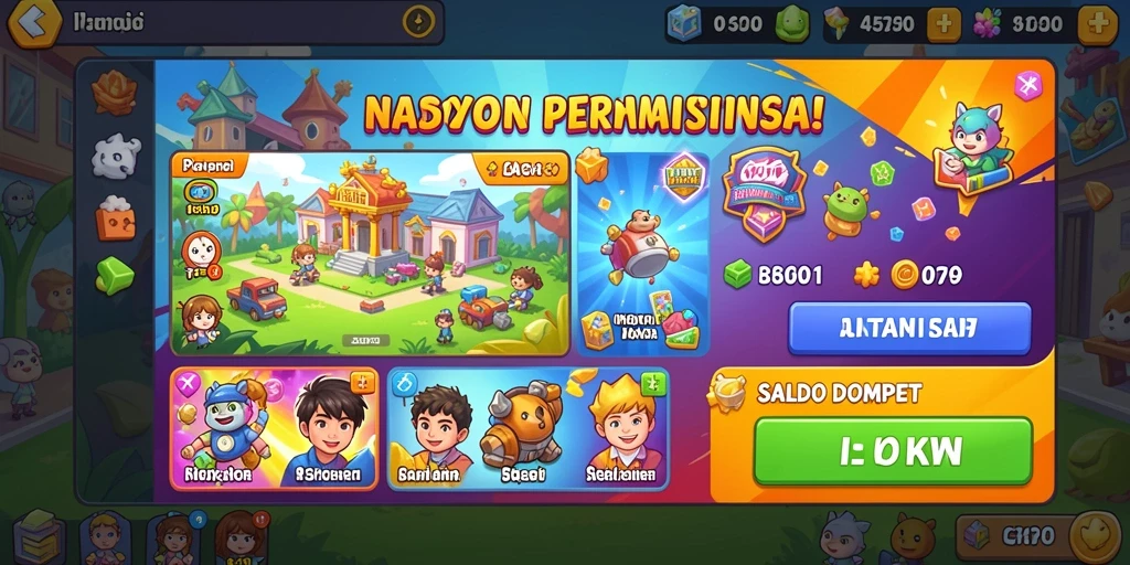 Screenshot menunjukkan tampilan antarmuka yang colorful dan menarik.
